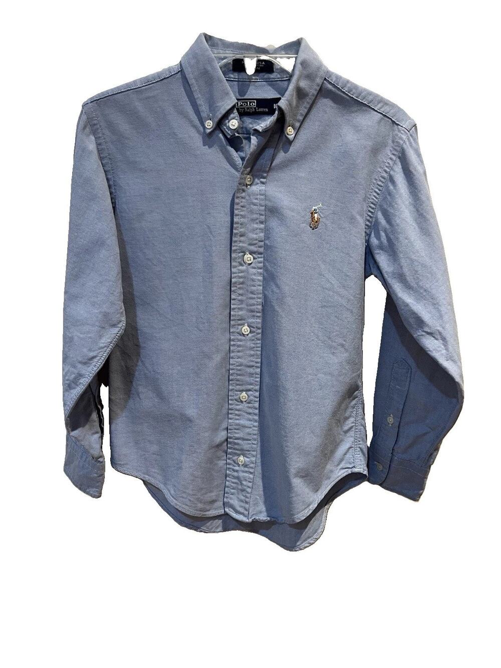 Polo Ralph Lauren Boys Size 8 S Blue Oxford Cloth Long Sleeve Button Down Shirt